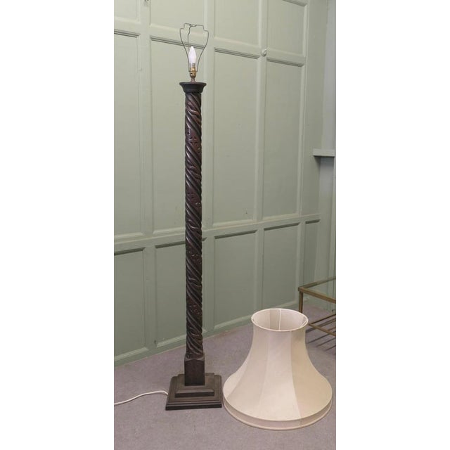 Wood Gothic Carved Oak Floor Lamp For Sale - Image 7 of 8
