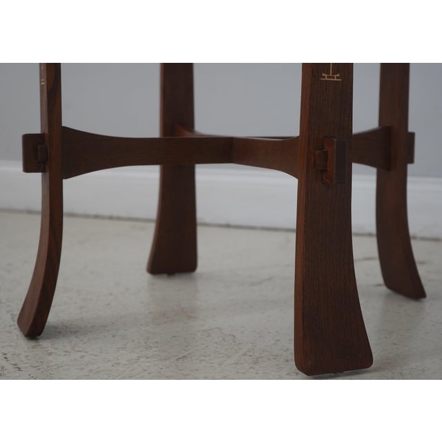 Brown Stickley Harvey Ellis Inlaid Oak Tea Table For Sale - Image 8 of 14