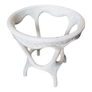 1980s Bo Ho Chic / Coastal Pencil Reed Circular Dining Table Base For Sale