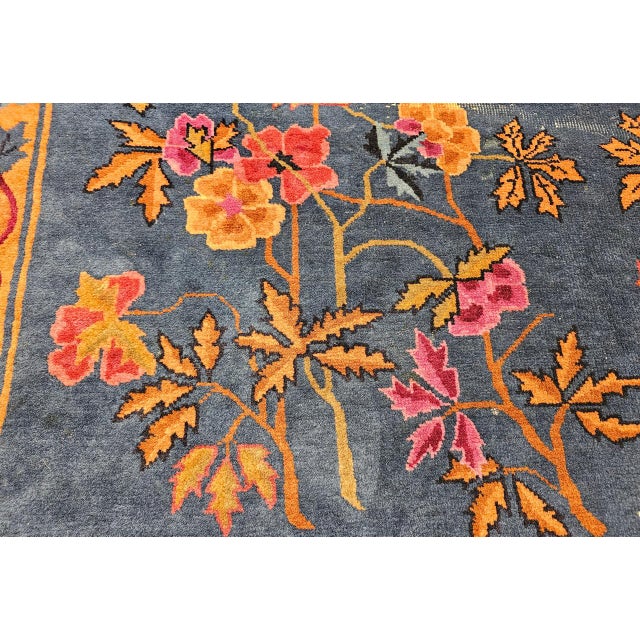 Oversize Chinese Art Deco Oversize Rug, Hand-Knotted Wool, Floral Design, 1920s For Sale - Image 17 of 18