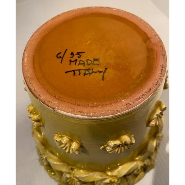 Goldenrod Vintage Italian Art Pottery Vase/Jardiniere For Sale - Image 8 of 10