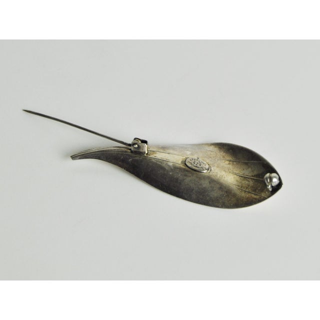 1950s Vintage Sterling Silver Leaf Brooch from Hermann Siersbøl, 1950s For Sale - Image 5 of 7