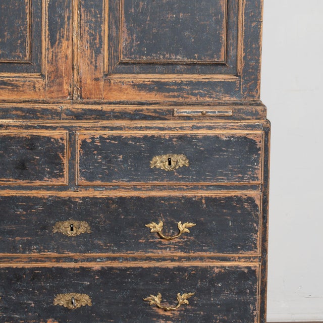 Late 18th Century Swedish Rococo Black Painted Pine Wedding Cabinet For Sale - Image 12 of 18