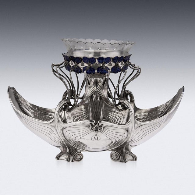 20th Century German Art Nouveau Silver & Enamel Centrepiece, 1900 For Sale - Image 5 of 18