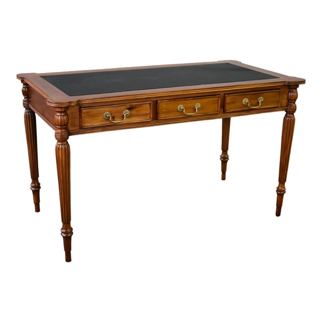 Legacy Leather Top Desk - Light Brown Walnut For Sale