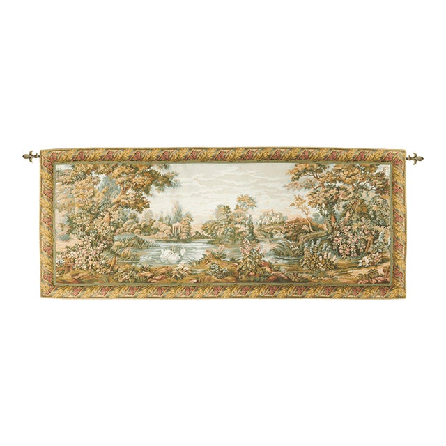 Riverside Landscape Loom Woven Tapestry - 90 X 215 Cm (2′11" × 7′1") - Requires Rod Size 5 For Sale