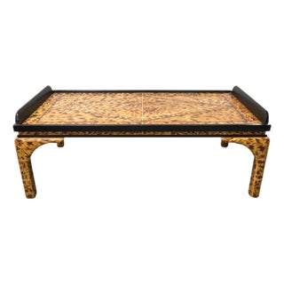 Custom Lacquered Faux-Tortoise Coffee Table. For Sale