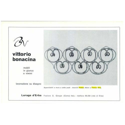 Round Rattan & Wicker Coat Rack attributed to Albini and Franca Helg, Italy, 1960s For Sale - Image 13 of 14