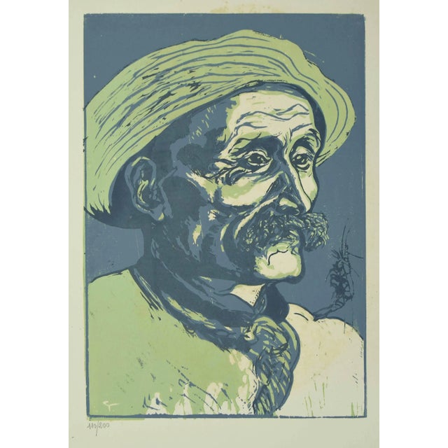 Giuseppe Viviani , Portrait of Old Man , Original Woodcut by Giuseppe Viviani , 1927 For Sale - Image 3 of 3