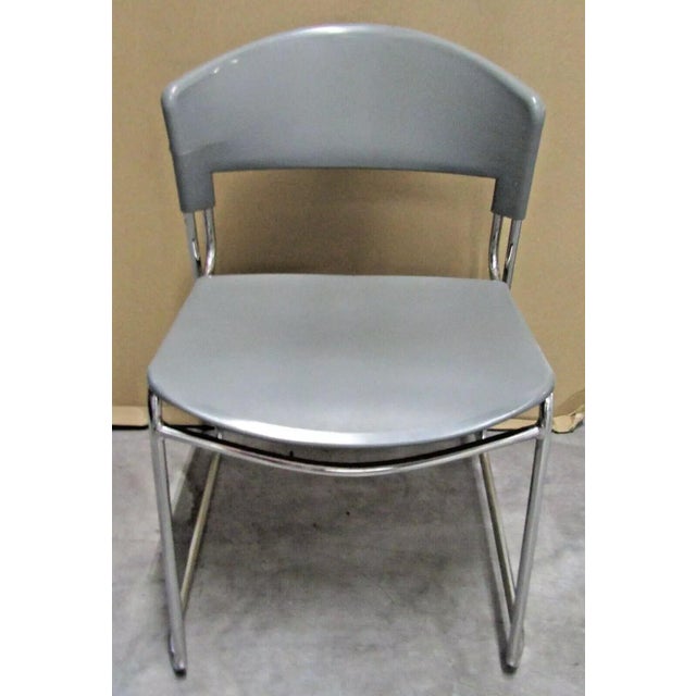 Postmodern 1970s Postmodern Set of 3 Grey Stackable Chairs by Paolo Favaretto for Assisa of Italy For Sale - Image 3 of 8