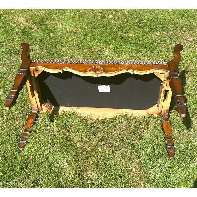 Vintage, Neoclassical-Style, Animal Print Upholstered, Window Bench, With Shell and Barley Twist Accents For Sale - Image 10 of 11