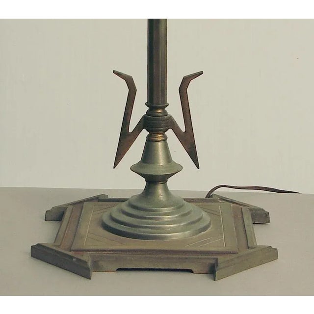 Silver 1920s Rembrandt Floor Lamp With Art Deco Mica Shade For Sale - Image 8 of 11