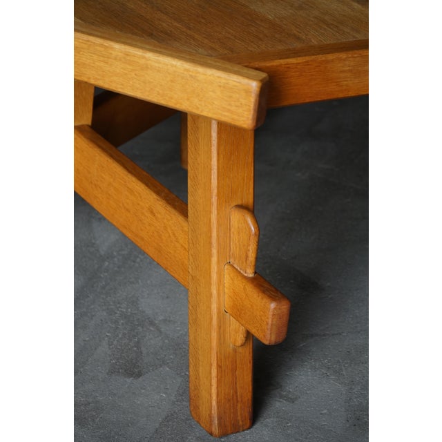 Mid-Century Modern French Triangular Brutalist Dining Table in Oak, 1960s For Sale - Image 10 of 18
