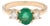 1.46ctw Diamond and Emerald Three Stone Ring, 14k Yellow Gold, Ring Size 6.25 For Sale