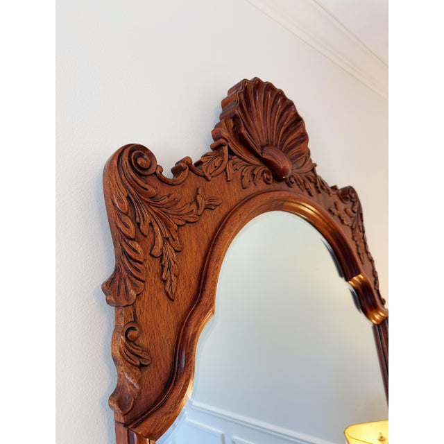 Mid-20th Century Georgian Style Carved Mahogany Wall Mirror For Sale - Image 4 of 6