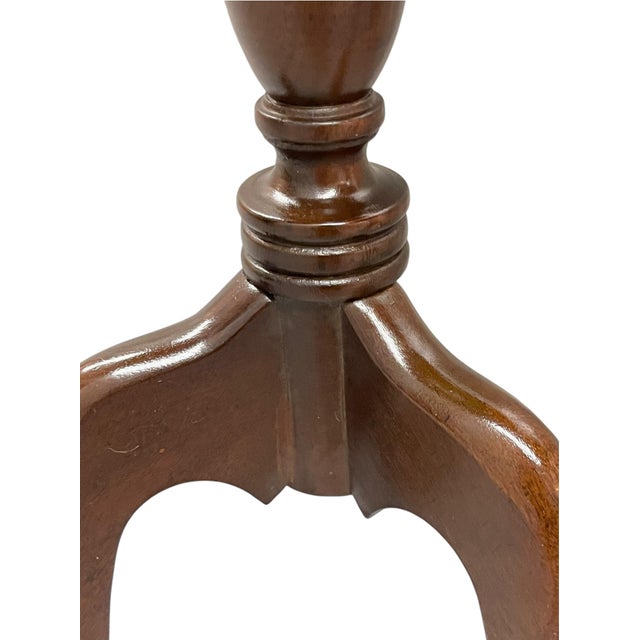 Vintage Set of Two Traditional Chippendale-Style Tripod Side Tables With Brass Gallery Tops For Sale - Image 13 of 17