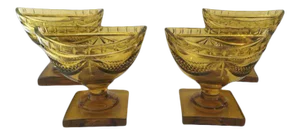 Anglo Irish Footed Compotes c 1810 Early 19th Century Canary Yellow Amber - Set of 4