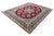 This magnificent Kerman rug impresses with its opulent medallion design, which unfolds on a rich, deep red background. The...