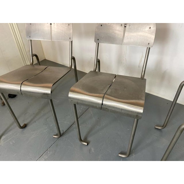 Modernist Architectural Stainless Steel Dining Chairs, 1980s, Set of 4 For Sale - Image 9 of 14