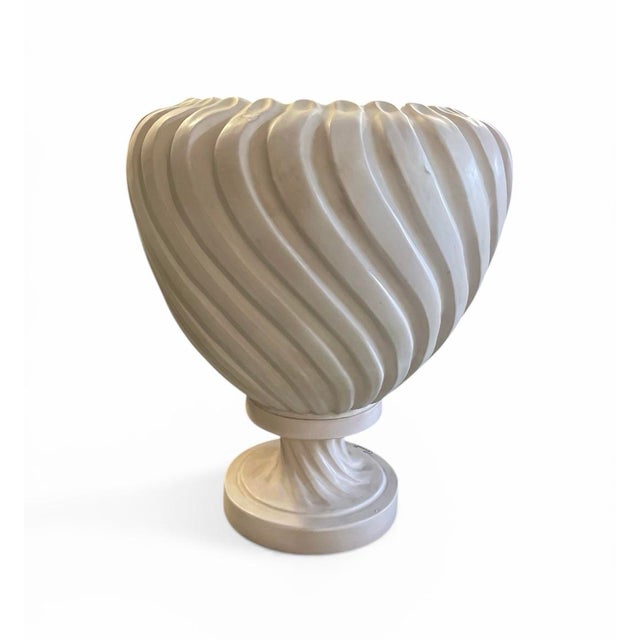 Vintage Italian Hand-Painted Swirl Ceramic Pedestal Vase For Sale In West Palm - Image 6 of 12