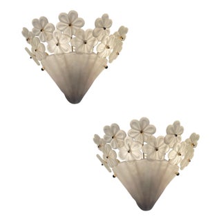 Murano Glass Flower Wall Sconces, Italy, 1960s, Set of 2 For Sale