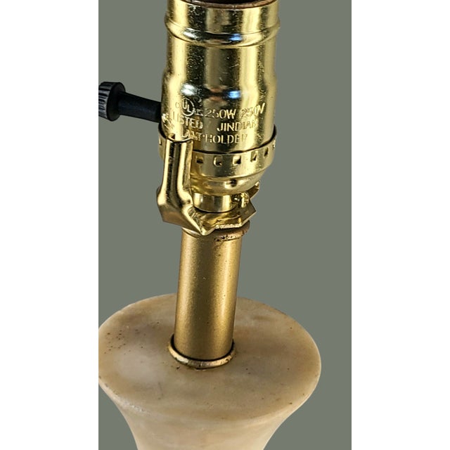 Vintage Neoclassical Italian Pink Art Glass & Marble Table Banquet Lamp For Sale - Image 10 of 12