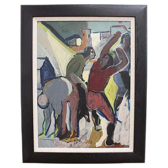 Lively Street Scene by Pierre Ambrogiani, 1960s For Sale