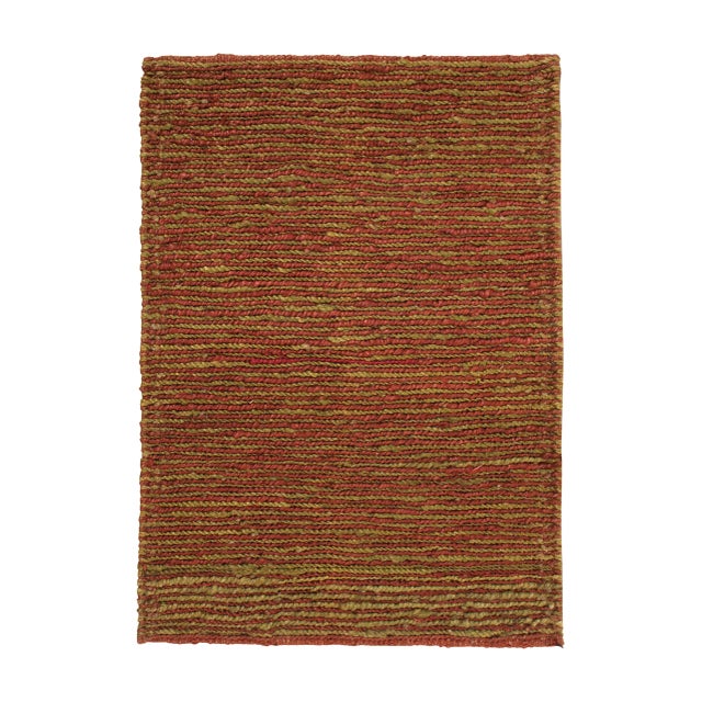 Textile Rug & Kilim's Modern Textural Rug in Red and Green With Striped Design For Sale - Image 7 of 7