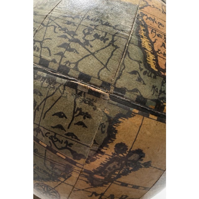 1970s Vintage Italian Decorative Desktop Globe with Fiammato Wood Base, 1970s For Sale - Image 5 of 9