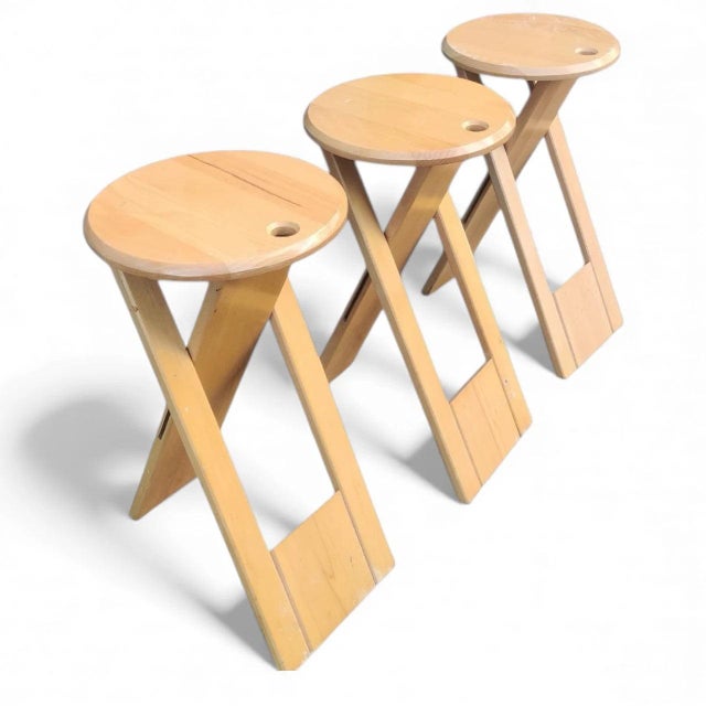 Vintage Suzy Folding Stools in Beech by Adrian Reed, 1980s, Set of 2 For Sale - Image 13 of 14