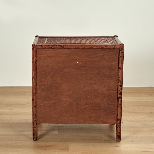 Ornamental & Decorative Materials Pair of Vintage British Colonial Style Faux Bamboo and Grasscloth Stands For Sale - Image 7 of 13