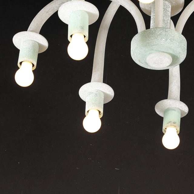 1970s Mid-Century 8-Arm Curved Hand-Blown Murano Scavo Glass Chandelier by Seguso For Sale - Image 5 of 12