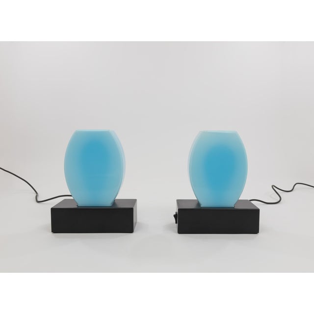 Black Dorane Blue Table Lamps by Ettore Sottsass for Stilnovo, 1970s, Set of 2 For Sale - Image 8 of 8