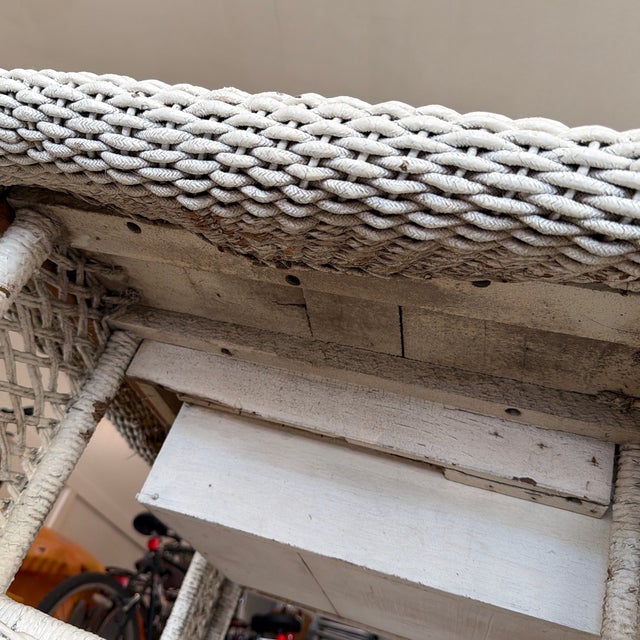 White Wicker Table Desk With Drawer Shabby Chic For Sale - Image 9 of 11