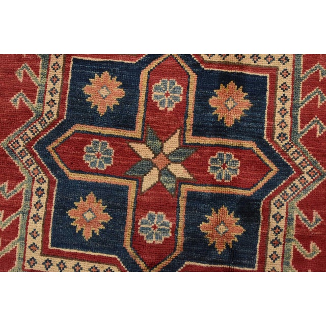 Kazak Rug 10’6” X 14’7” Red Wool Tribal Hand-Knotted Oriental Carpet For Sale - Image 4 of 15