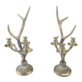 Pewter Antler Candleholders For Sale