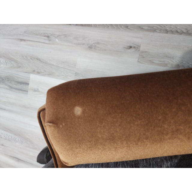 Textile Vintage Rust Colored Tufted Velvet Rocking and Swivel Club Chairs- A Pair For Sale - Image 7 of 11