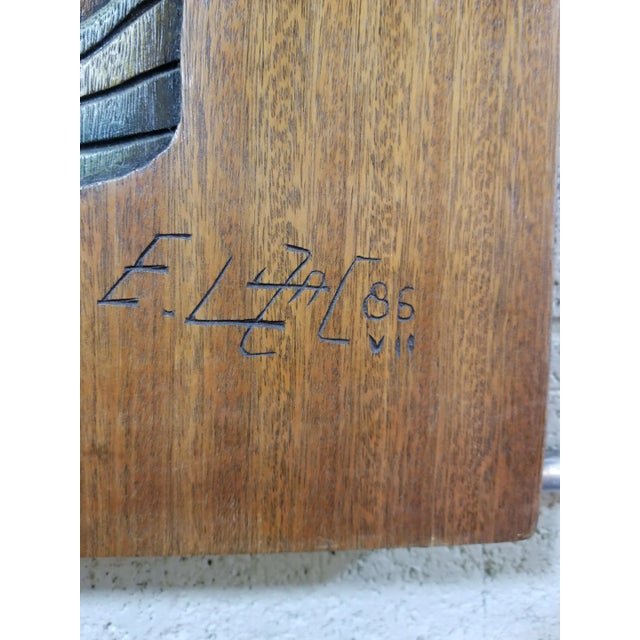 Figurative Expressionist Carved Wood Wall Sculpture by Edison Lufaac For Sale - Image 3 of 8