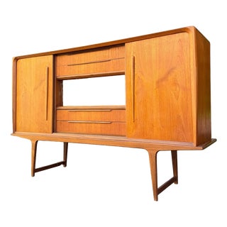 Teak Highboard with Display Case & Minibar, Denmark For Sale