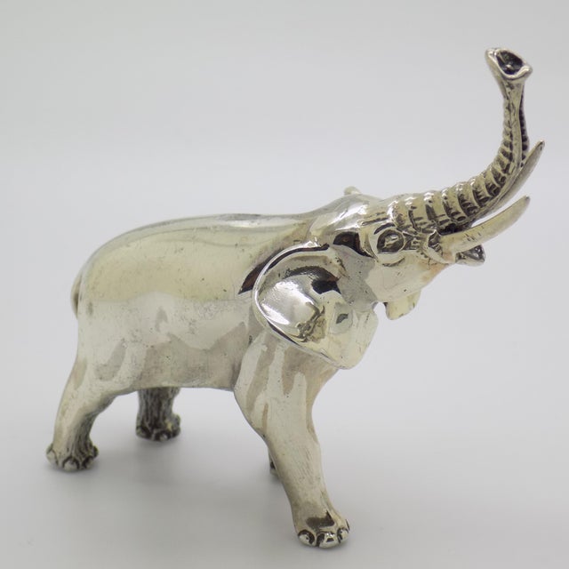 Metal Large Vintage Italian Handmade Sterling Silver Elephant Figurine, Arezzo, Tuscany, Italy, 1980s For Sale - Image 7 of 13
