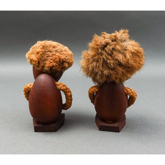 Mid 20th Century Hans Bolling Orskov & Co Denmark Optimist & Pessimist Teak Figurine Set of 2 For Sale - Image 4 of 8