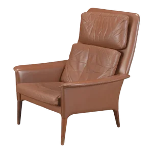 Highback Lounge Chair In Rosewood + Leather
