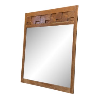 Vintage 1970s Lane Staccato Brutalist Large Mirror For Sale