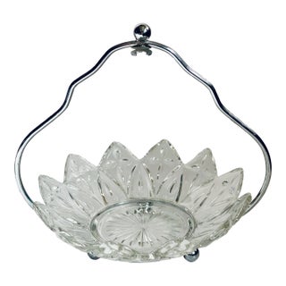 Vintage “Petal” Pressed Glass Serving Dish For Sale
