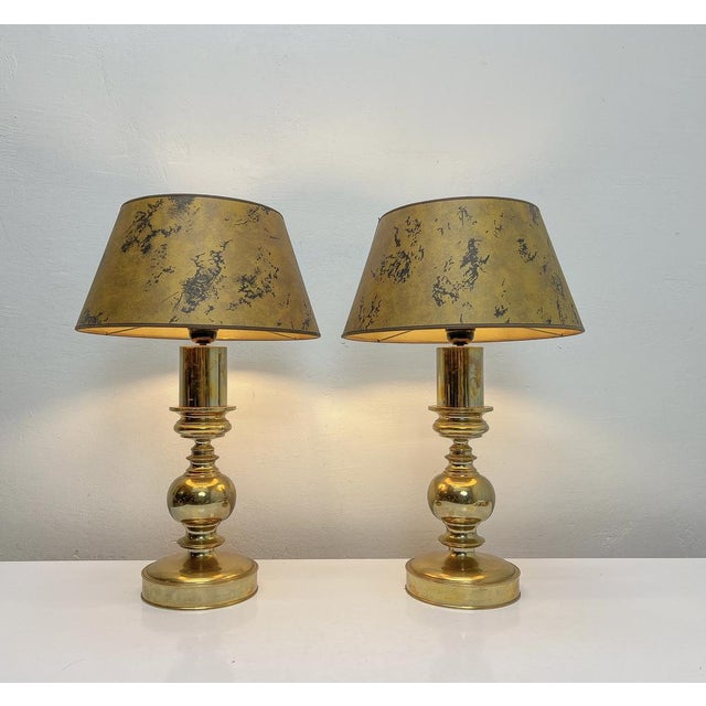 Vintage heavy solid brass table lamps, elegant and timeless. Add a luxurious statement to your interior with this stunning...