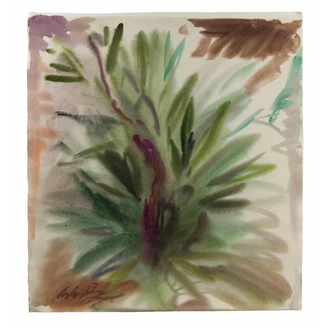 Modern Carlo Ravagnan, Plant, Watercolor, 1960s For Sale - Image 3 of 4