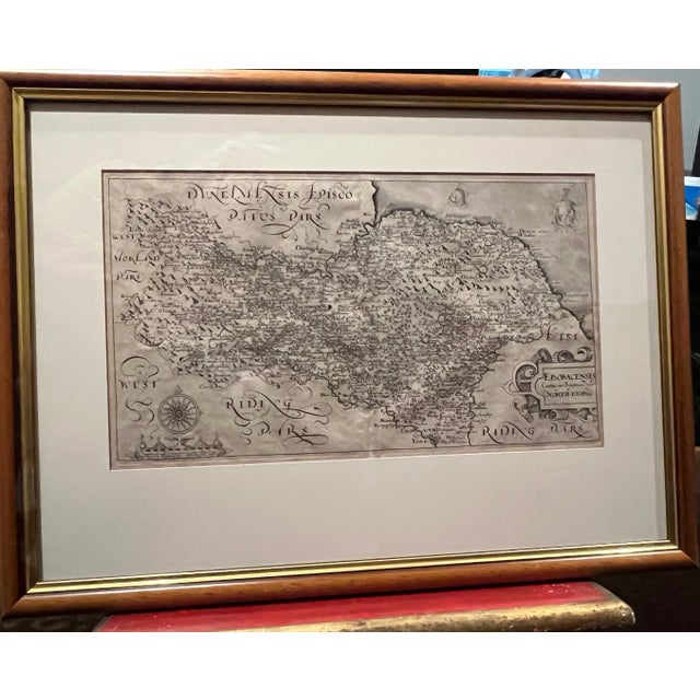 1607 Britannia, William Camden Antique Map - First Published Map of the North Riding, England - Printed 1607 For Sale - Image 4 of 11
