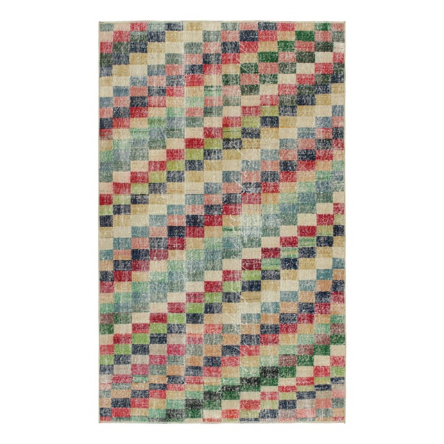 Red 1960s Vintage Zeki Müren Rug in Polychromatic Geometric Patterns, by Rug & Kilim For Sale - Image 8 of 8