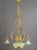 The chandelier is adjustable from 140cm - 163cm Brass polished and stove enameled Original antique opaline glass sades Up...