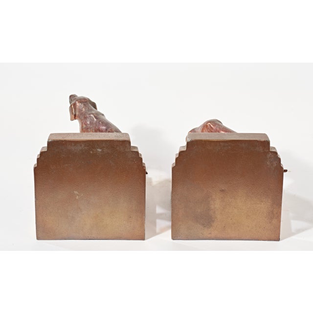 Pair of Vintage Art Deco Brass Hunting Dog Bookends For Sale - Image 4 of 5